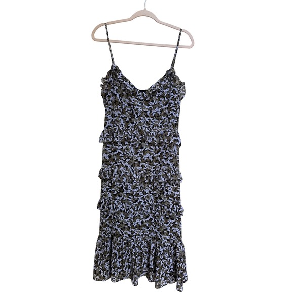 MICHAEL Michael Kors Dresses & Skirts - Michael Kors Midi Dress Butterfly Camo Black Green Floral‎ Sleeveless Size Large